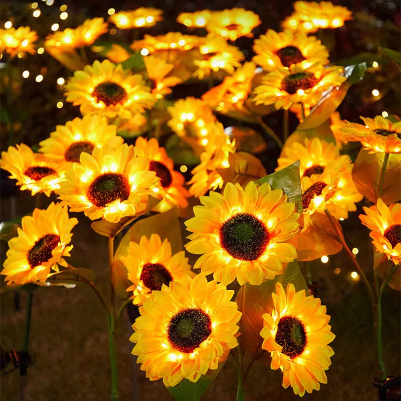 3 Heads LED Solar Sunflower Lights - Garden Yard Landscape Lamp, Home Decoration